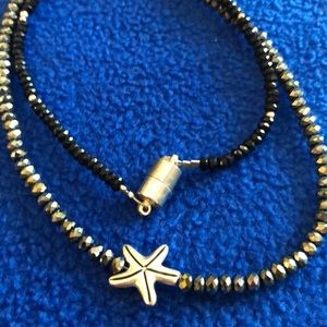 19 1/2 inch black crystal necklace